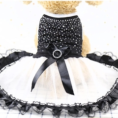 Đầm Cho Chó Mèo Công Chúa Đính Hạt Màu Đen