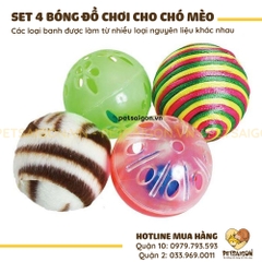 Đồ Chơi Cho Chó Mèo Set Bóng Nhiều Màu