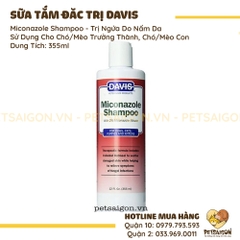 Sữa Tắm Cho Chó Mèo Davis Miconazole Trị Ngứa Do Nấm Da