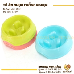 Tô Ăn Cho Chó Mèo Chống Nghẹn Bằng Nhựa