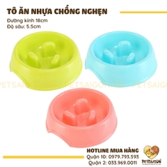 Tô Ăn Cho Chó Mèo Chống Nghẹn Bằng Nhựa