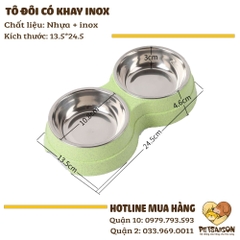 Tô Cho Chó Mèo - Tô Đôi Có Khay Inox