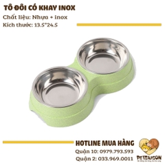 Tô Cho Chó Mèo - Tô Đôi Có Khay Inox