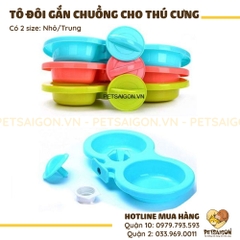 Tô Ăn Cho Chó Mèo Dạng Đôi Bằng Nhựa Để Treo Chuồng
