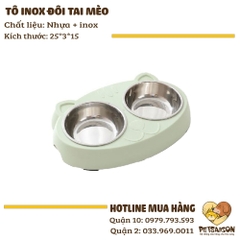 Tô Ăn Cho Chó Mèo Dạng Đôi Inox Tai Mèo
