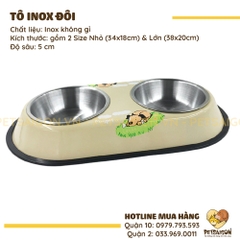 Tô Ăn Cho Chó Mèo Bằng Inox Dạng Đôi