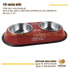 Tô Ăn Cho Chó Mèo Bằng Inox Dạng Đôi