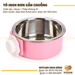 Tô Ăn Cho Chó Mèo Bằng Inox Đơn Gắn Chuồng