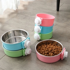 Tô Ăn Cho Chó Mèo Bằng Inox Đơn Gắn Chuồng