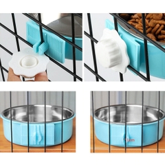 Tô Ăn Cho Chó Mèo Bằng Inox Đơn Gắn Chuồng