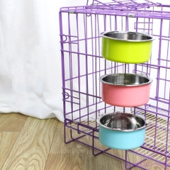 Tô Ăn Cho Chó Mèo Bằng Inox Đơn Gắn Chuồng