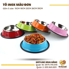 Tô Ăn Cho Chó Mèo Bằng Inox Dạng Đơn Có Màu