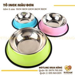 Tô Ăn Cho Chó Mèo Bằng Inox Dạng Đơn Có Màu