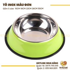 Tô Ăn Cho Chó Mèo Bằng Inox Dạng Đơn Có Màu