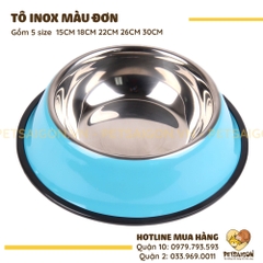 Tô Ăn Cho Chó Mèo Bằng Inox Dạng Đơn Có Màu