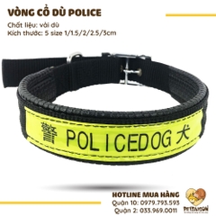 Vòng Cổ Cho Chó Mèo Bằng Vải Dù Police