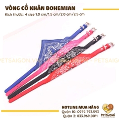 Vòng Cổ Cho Chó Mèo Phối Khăn Hoa Văn Bohemian