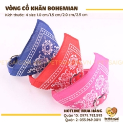 Vòng Cổ Cho Chó Mèo Phối Khăn Hoa Văn Bohemian