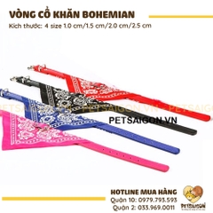 Vòng Cổ Cho Chó Mèo Phối Khăn Hoa Văn Bohemian