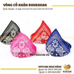 Vòng Cổ Cho Chó Mèo Phối Khăn Hoa Văn Bohemian