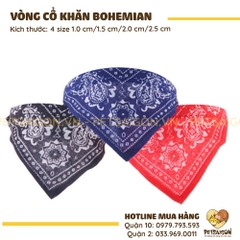 Vòng Cổ Cho Chó Mèo Phối Khăn Hoa Văn Bohemian