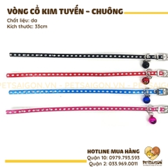 Vòng Cổ Cho Chó Mèo Kim Tuyến Có Chuông