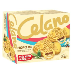 Kem bánh cá Celano hộp 2 vị vani đậu đỏ - trà sữa trân châu 70g*6