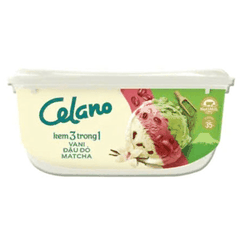 Kem hộp Celano 3 trong 1 vani - đậu đỏ - matcha 860ml