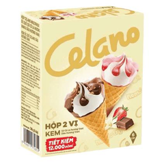 Kem ốc quế Celano hộp 2 vị socola vani - dâu vani 66g*6
