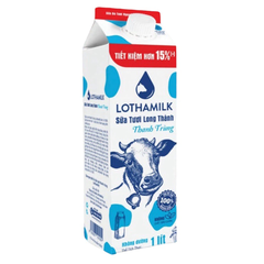 Sữa tươi thanh trùng Long Thành không đường Lothamilk 1L