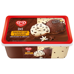 Kem hộp 2 trong 1 socola & vani vụn socola Wall's 2in1 Chocolate Chip & Chocolate 760ML