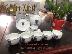 Bộ ấm chén MLS2 chỉ xanh in logo