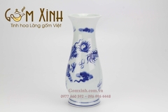 Lọ huệ men lam vẽ rồng (cao 25cm)