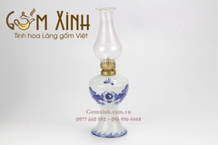 Đèn thờ men lam vẽ rồng cỡ S2 (cao 17cm)