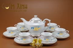 Bộ trà cao cấp chỉ vàng kim in logo