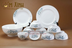 Bộ đồ ăn Bát Tràng hoa sen vẽ tay (set 1)