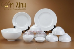 Bộ đồ ăn Bát Tràng men trắng trơn (set 1)