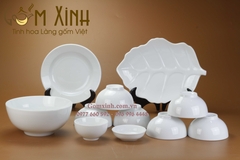 Bộ đồ ăn Bát Tràng men trắng trơn (set 5)