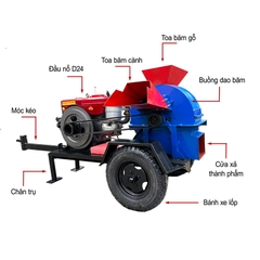 Máy băm gỗ đa năng 2T bệ kéo phiên bản mới