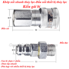 Đầu nối nhanh thủy lực dạng ren và dạng gài bi