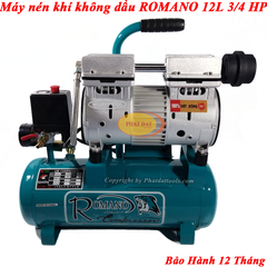 Máy Nén Khí Giảm Âm Không Dầu ROMANO 12L 3/4HP