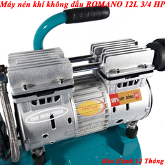 Máy Nén Khí Giảm Âm Không Dầu ROMANO 12L 3/4HP