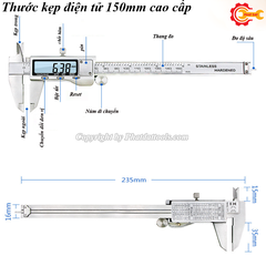 Thước Kẹp Điện Tử 150mm Thép Không Gỉ