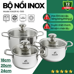 Bộ Nồi Inox Kailer KL-566 Inox