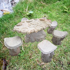 Bộ bàn tròn 5 ghế điêu khắc