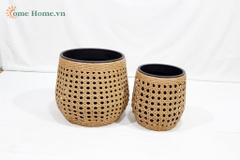 Vietnam Handmade Plastic Rope Planter Basket Factory OEM Supplier-CH4396A-2BR