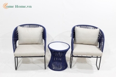 Handmade Rope Woven Outdoor Sofa with Metal Frame-CH5240A-3BLU