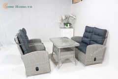 Outdoor Woven poly rattan sofa set with Cushion, Ideal for Relaxing in the Garden or on the Patio-CH3208A-4GY