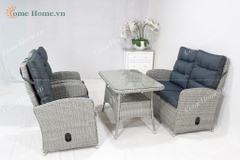 Outdoor Woven poly rattan sofa set with Cushion, Ideal for Relaxing in the Garden or on the Patio-CH3208A-4GY