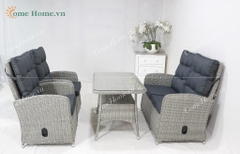 Outdoor Woven poly rattan sofa set with Cushion, Ideal for Relaxing in the Garden or on the Patio-CH3208A-4GY